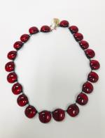 Necklace red fused glass; B Hellemann