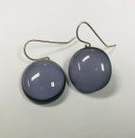 Smoke-Gray Round Fused Glass Earrings; B Hellemann
