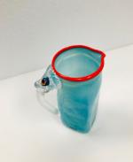 Aqua Glass Art Creamer; B Burch