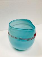 Aqua Glass Art Wabi Sabi Bowl; B Burch